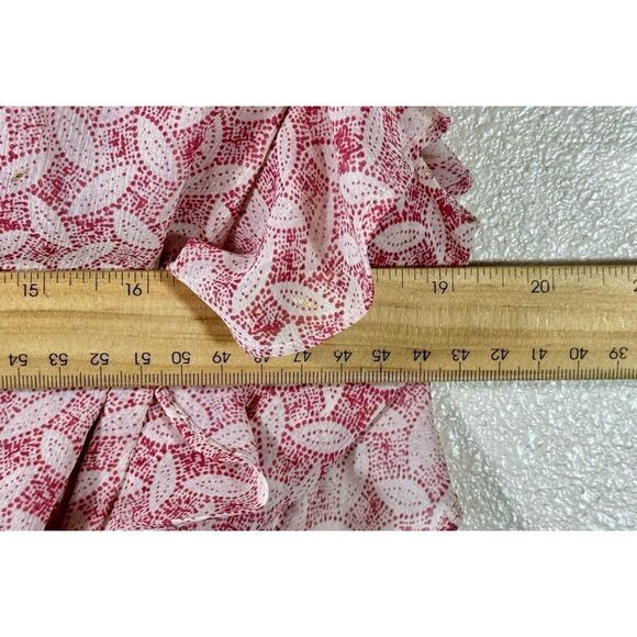 NWOT Feather & Bone by Anthropologie Flutter Sleeve Pink & Cream Wrap Dress S - Picture 10 of 10